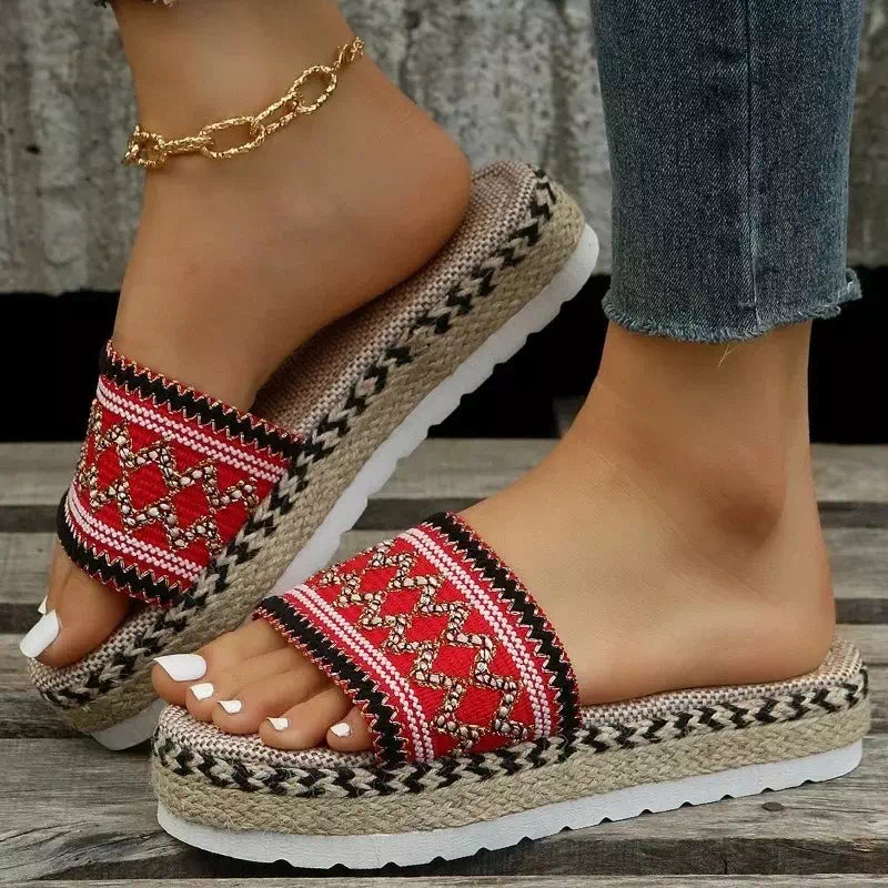 Podoways bohemian style orthopedic slide 36 Crimson