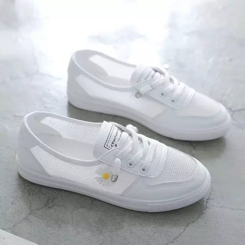 Podoways 36 White Breathable Flat Sneakers