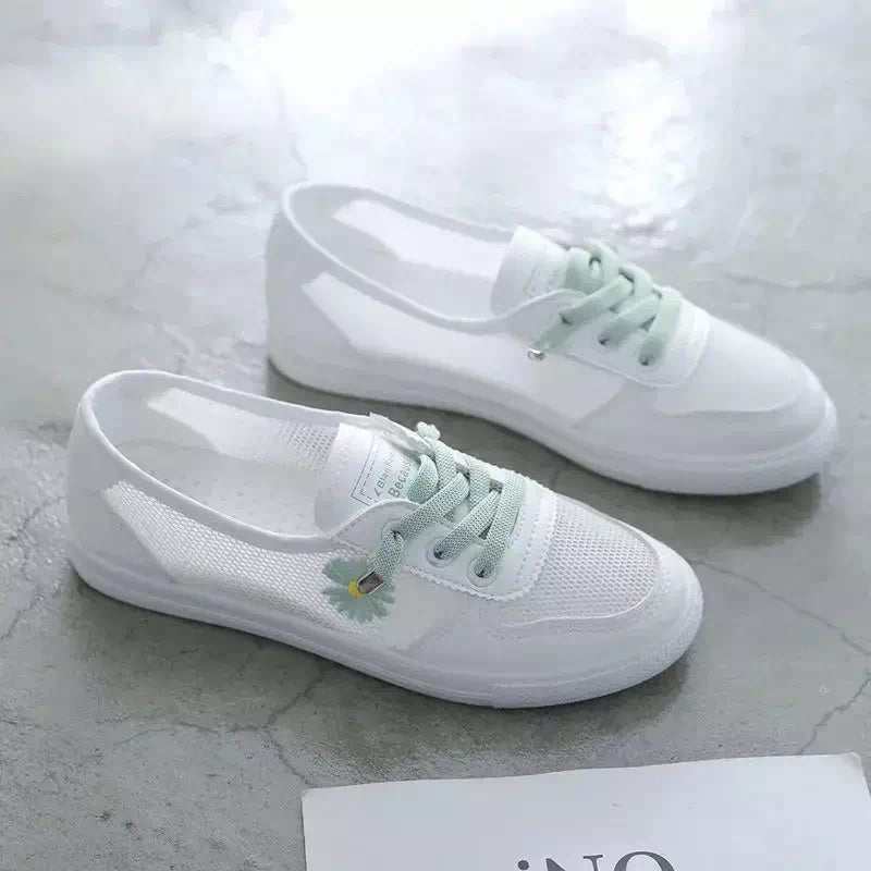 Podoways 36 YellowGreen Breathable Flat Sneakers