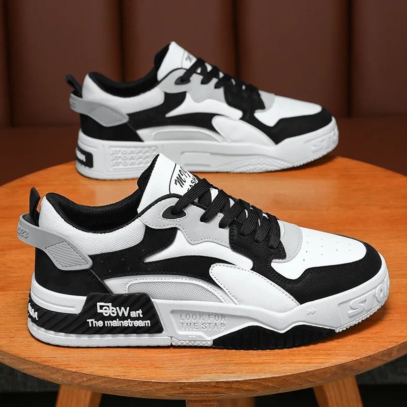 Men’s Black & White Street Sneakers – Modern Design