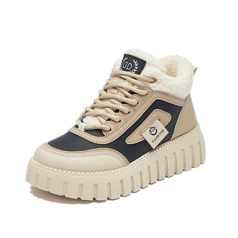 Women’s Fur-Lined Platform Sneakers – Chic Winter Design
