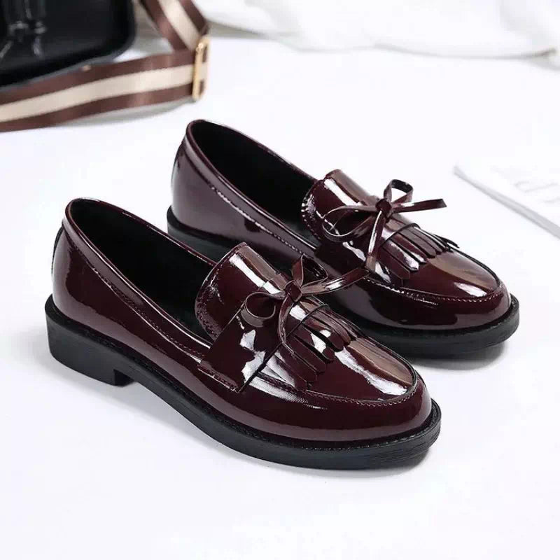 Black leather moccasin for women Podoways