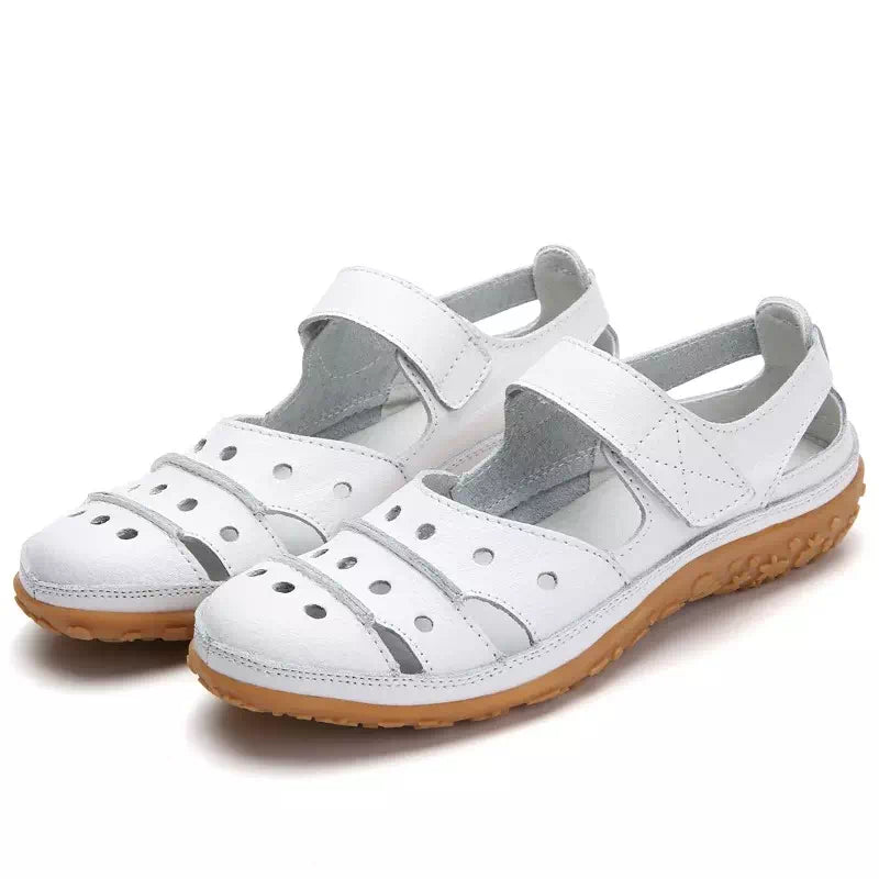 Breathable orthopedic sandal in leather and non-slip sole Podoways 36 White