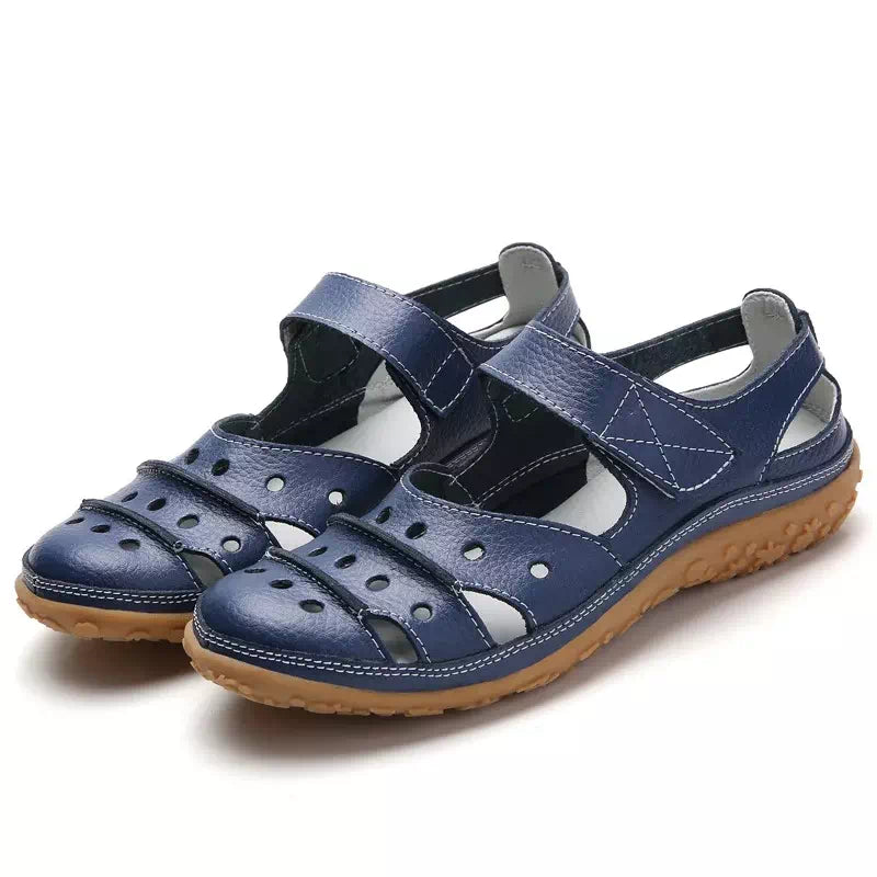 Breathable orthopedic sandal in leather and non-slip sole Podoways 36 DarkBlue