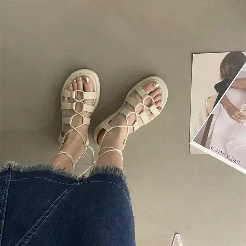 Podoways crossover lace-up sandals