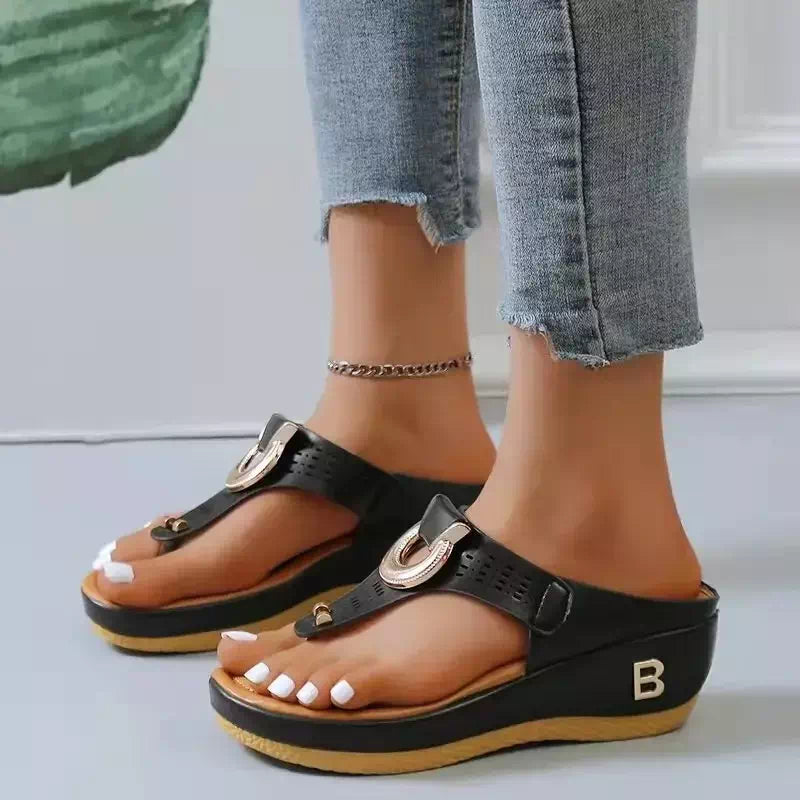 Modern and elegant women's orthopedic flip flops Podoways 36 Black