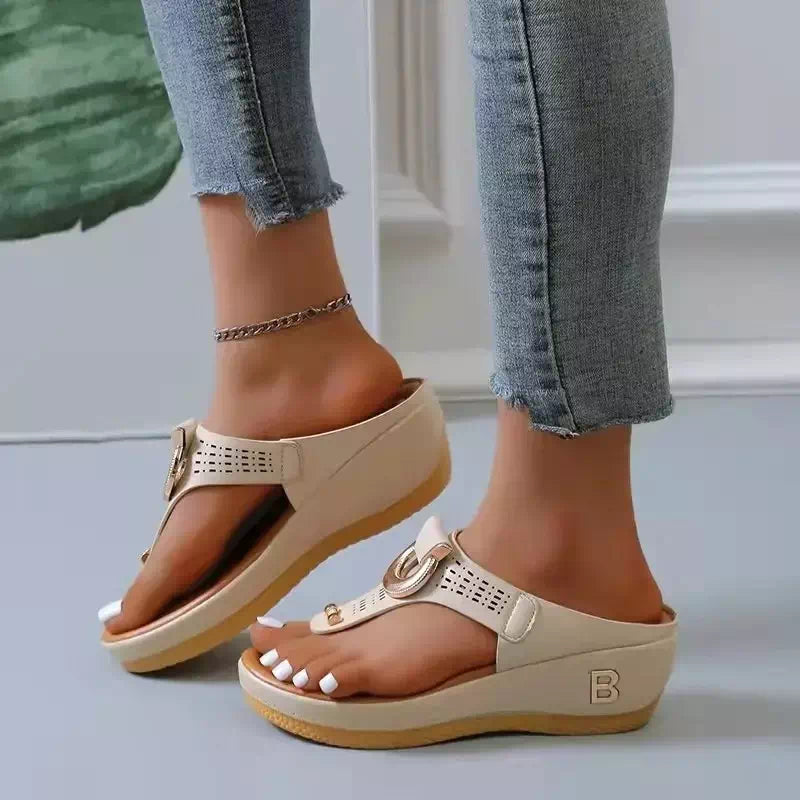 Modern and elegant women's orthopedic flip flops Podoways 36 Linen