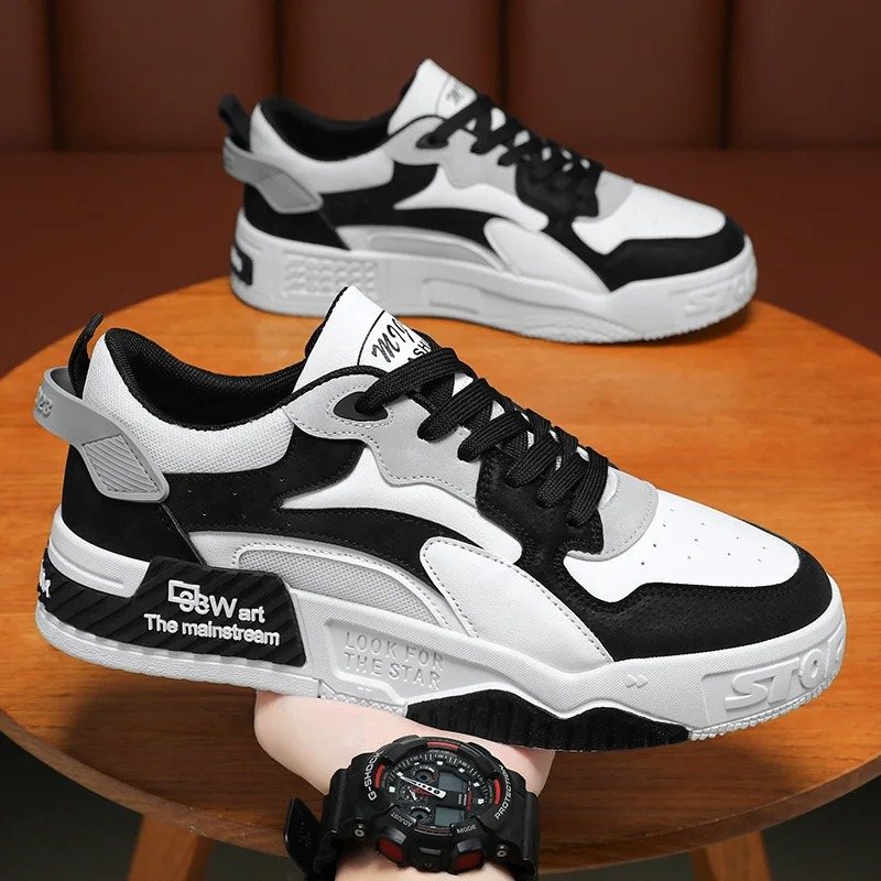 Men’s Black & White Street Sneakers – Modern Design