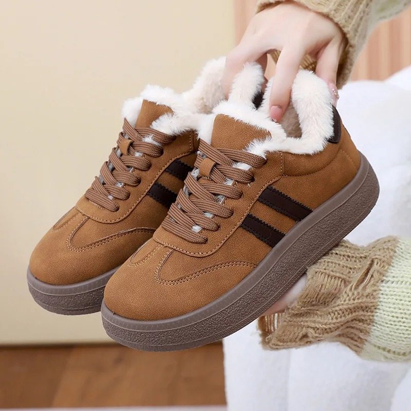 Women’s Fur-Lined Sneakers – Casual Vintage Style