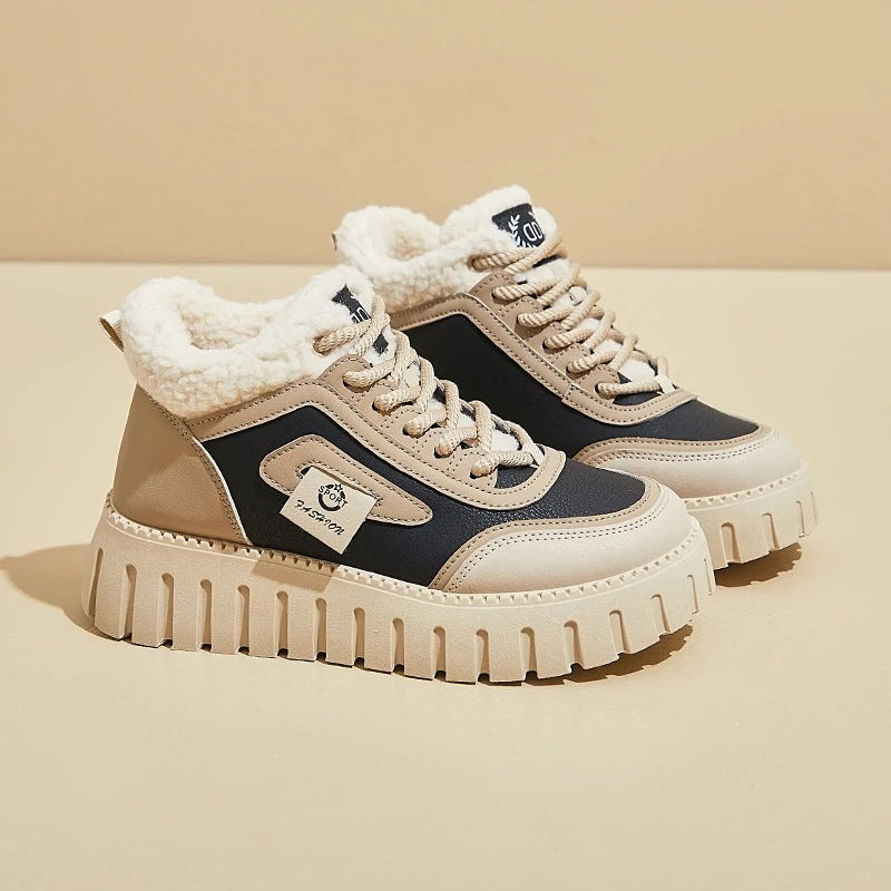 Women’s Fur-Lined Platform Sneakers – Chic Winter Design