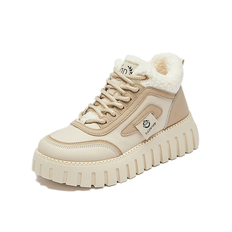 Women’s Fur-Lined Platform Sneakers – Chic Winter Design