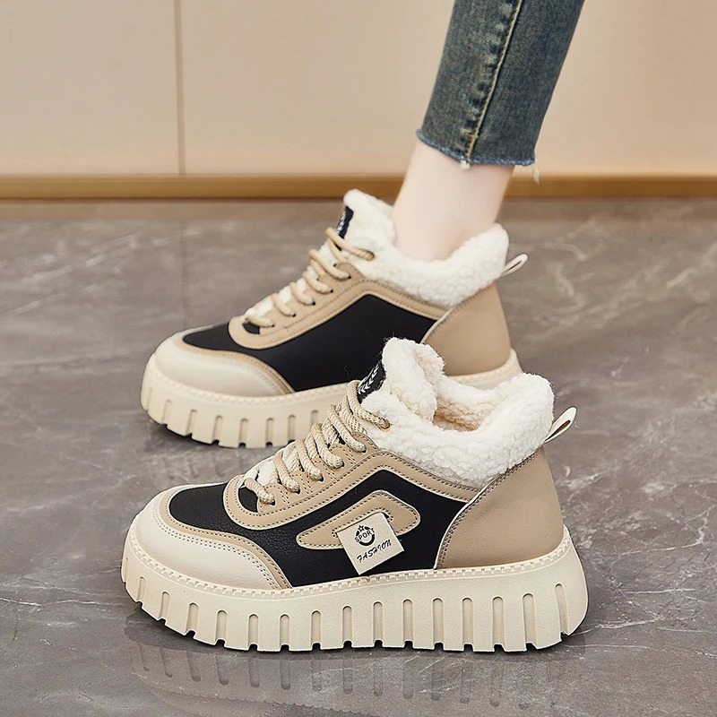 Women’s Fur-Lined Platform Sneakers – Chic Winter Design